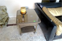 Pair of Rattan And Glass Side End Tables