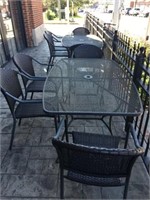 Two Outdoor Metal Tables and 8 Chairs