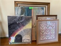 LARGE LOT OF MIXED PICTURE FRAMES / ART