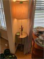 LARGE VTG FLOOR LAMP W BUILT IN TABLE