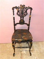 Black and Gold Carved Side Chair