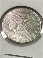1/10 oz .999 fine Silver round - 1929 Indian