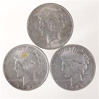 1922-d, 1923, 1923-s Peace Silver Dollars