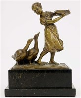 Ludwig Eisenberger, Girl with Geese, Cast Bronze