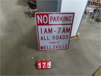 NO PARKING WELLSVILLE NY NYS SIGN 30"X3FT