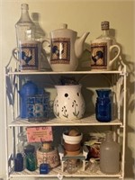 Tea Pot With Cups, Metal Safari Shelf, Vases