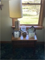 Side Table 26x20x22, Picture Frames, Table Lamp,