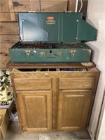 Coleman Camp Stove, Cabinet And Contents