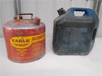 Vintage 5 Gal.Metal Gas Can&5 Gal.Plastic Fuel Jug