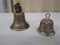 2 Vintage Metal Bells- 5" & 6" tall