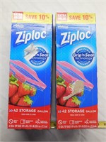 (2) Ziploc Gallon Storage Bags 42 ct Each