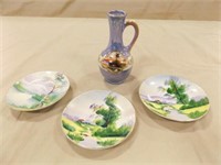 Vase, Plates (3) - made in Japan