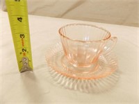Pink Glass Cup & Saucer