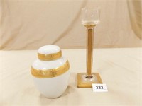 Gold Trimmed Ginger Jar, Candleholder