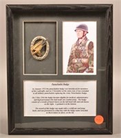 Framed WWII German Paratrooper Badge