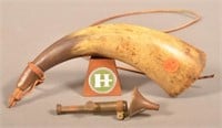 18th Century Powder Horn and Powder Measure