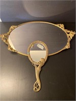 Art Nouveau hand mirror and tray
