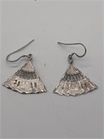 Sterling Silver Fan Dangle Earrings