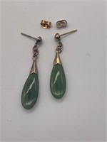 Vintage Sterling & Jade Dangle Earrings