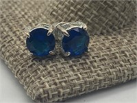 Sterling & Blue Topaz LG Stud Earrings