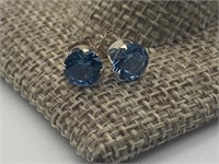 Sterling Blue Topaz Stud Earrings