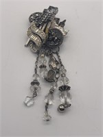 Beautiful Folk Art Jewelry Brooch