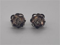 Vintage Sterling Silver Rose Earrings