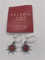 Valerio Sterling & Genuine Amber Earrings