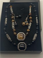 Faux Onyx & Tiger Eye Jewelry Set