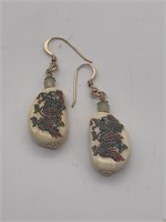 14K GF Dragon Carved Asian Earrings