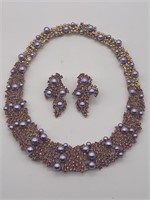 Lavender Purple Statement Necklace Set