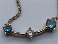 14K Blue & White Diamond Necklace