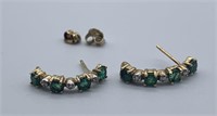 10K Emerald & Diamond Earrings