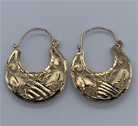 14K Repousse Etched Earrings