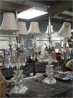 2 CRYSTAL LAMPS WITH PRISMS  28" TALL