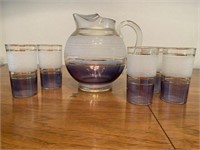 Frosted Glass Pitcher & 5 Glasses