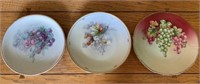 Lot of 3 Hand Painted Fruit Plates