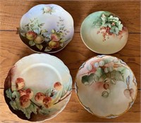 Lot of 4 Hand Painted Fruit Plates