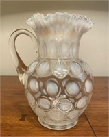 Antique Coin Spot White Opalescent Glass Pitcher