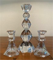 Lot of 3 Lead Crystal Candlesticks