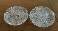 Lot of 2 Cut Glass Round Candle Holders