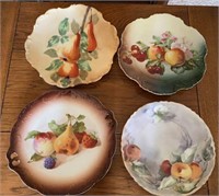 Lot of 4 Hand Painted Fruit Plates