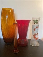 Lot of 4 glass vases