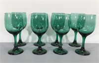 Green Glass Goblets -Set of 8