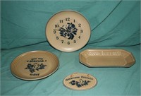 2 PFALTZGRAFF SAYING PLATES, CLOCK, WALL PLAQUE