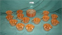 25 PCS. OF FIRE-KING LUSTERWARE CUPS & SAUCERS
