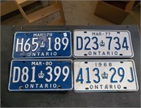 4 Single Ontario Licence Plates