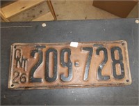 Single 1926 Ontario Licence Plate(209 728)