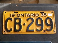 Single 1935 Ontario Licence Plate (CB299)