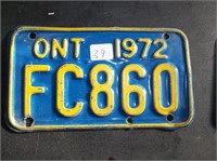 1972 Ontario Licence Plate (FC860)MOTOR CYCLE